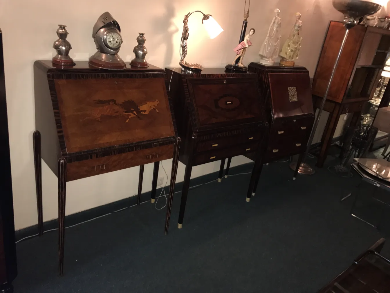 Antique desk with elaborate frame and artistic details