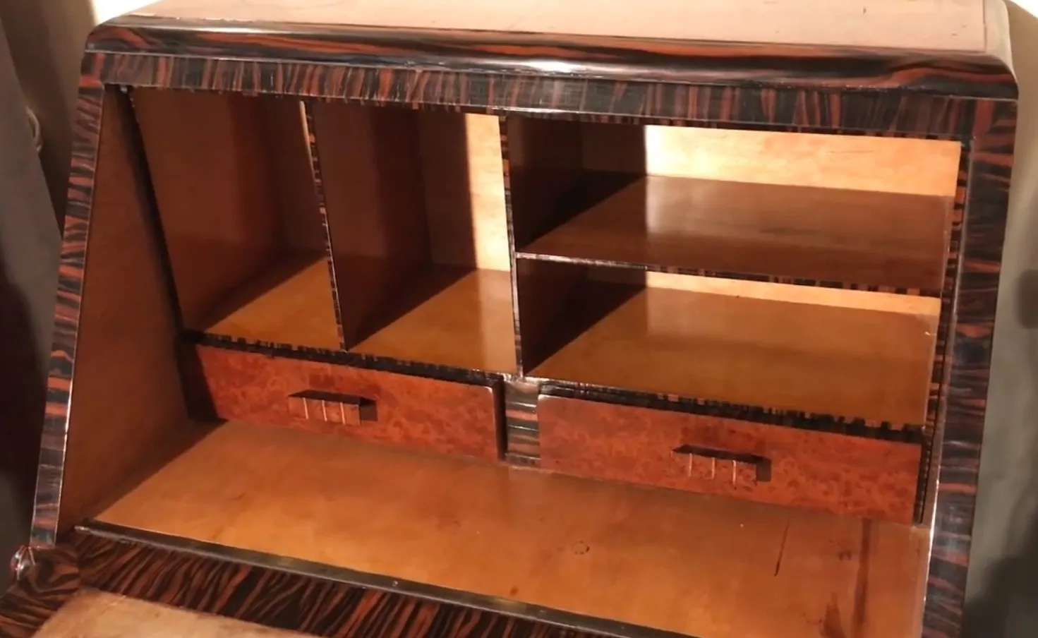 Antique desk with two drawers and open shelves