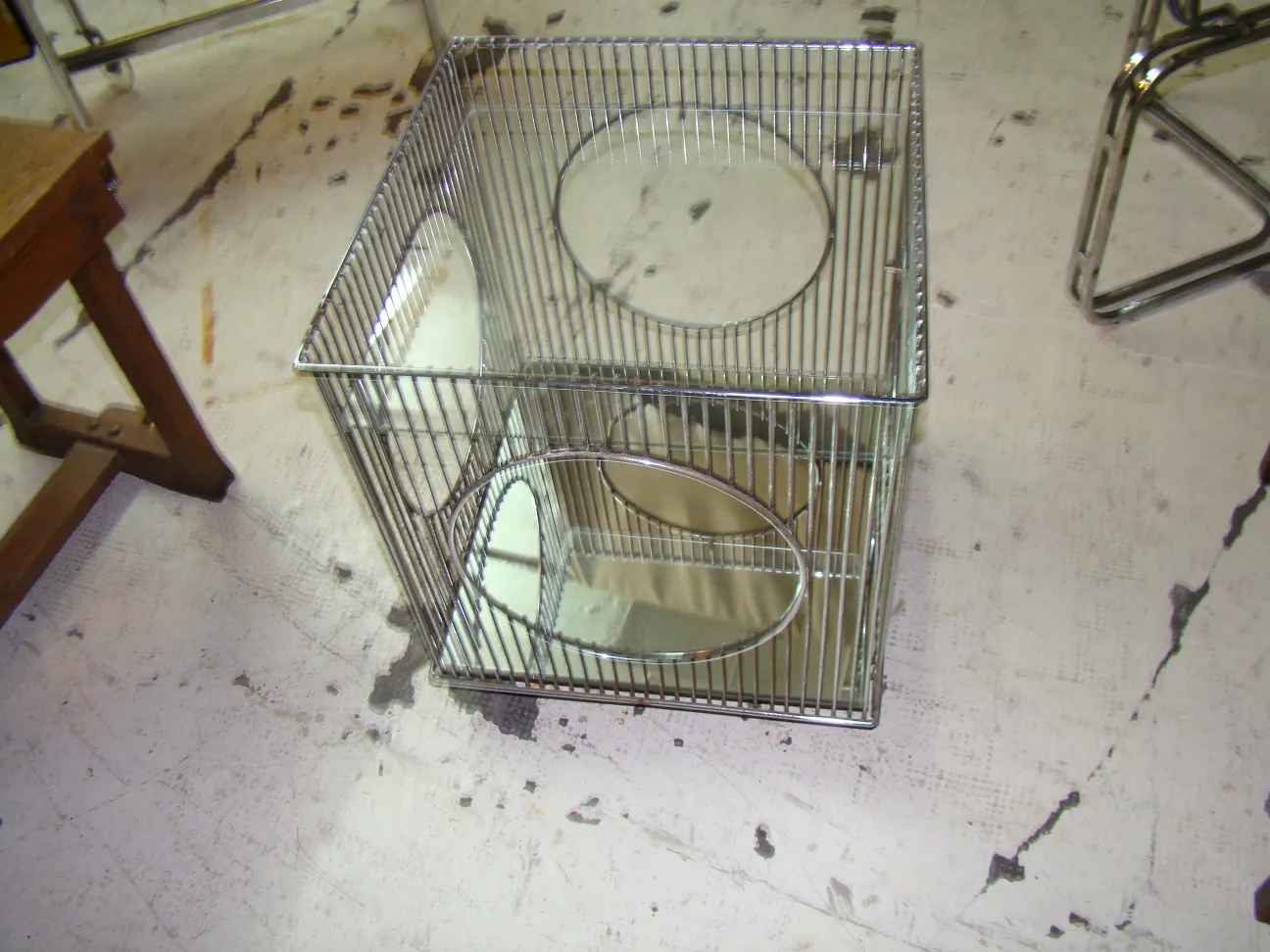 Antique cocktail trolley with mirror and elegant design, cozy environment.