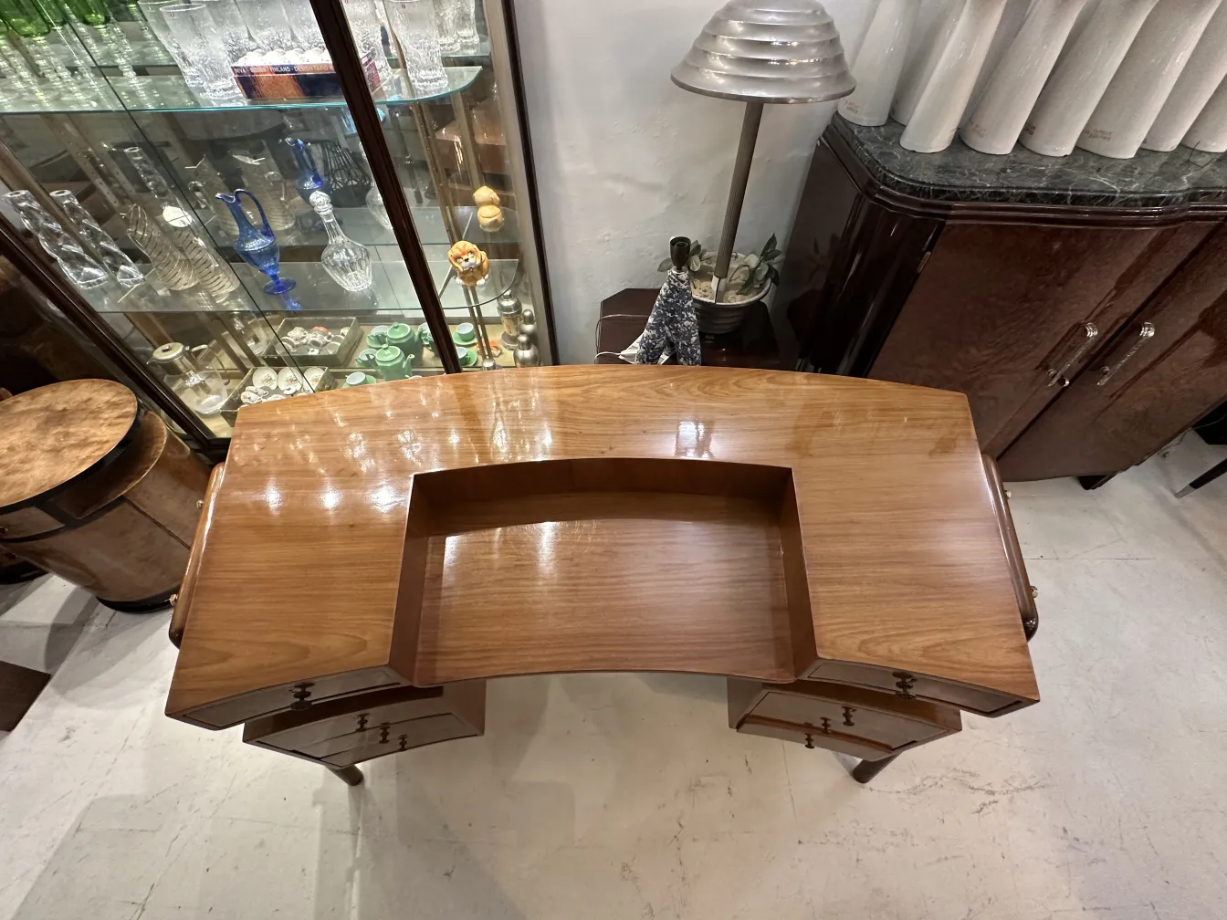 Antique wooden desk with elegant style and organizer