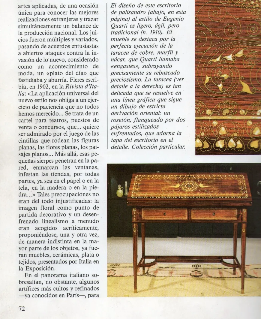 Bureau ancien en palissandre avec un design marqueté complexe