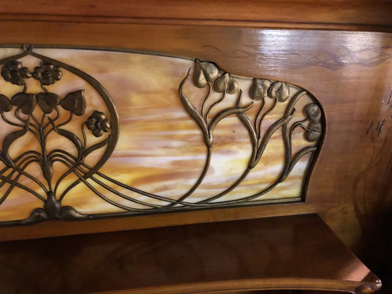 antique desk with floral design by louis majorelle