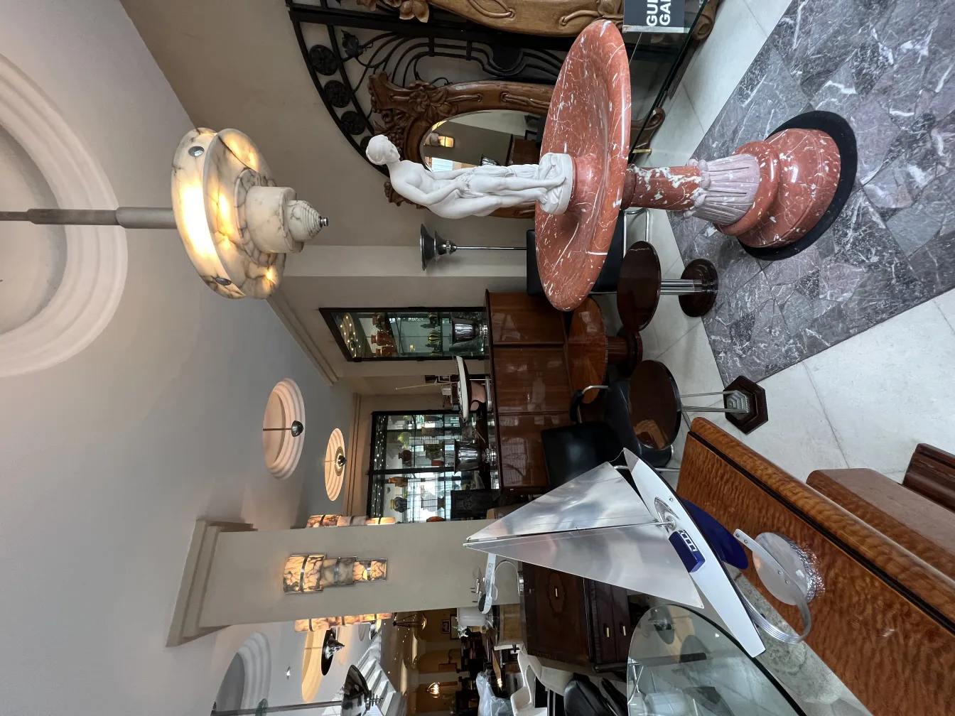 Antique hanging lamp illuminating an elegant setting