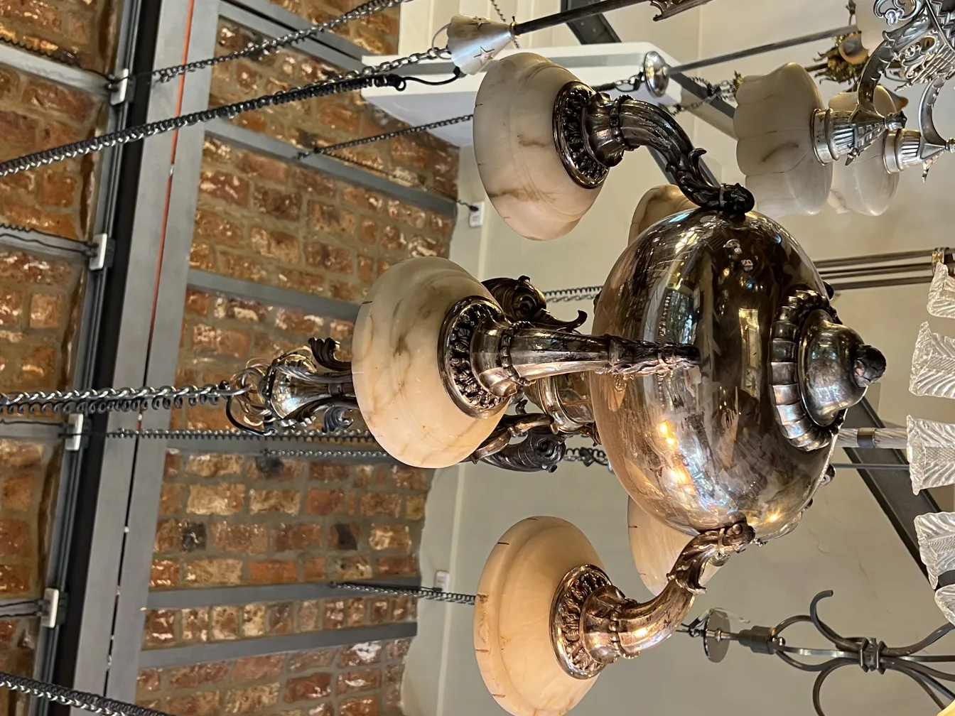 Antique hanging lamp with glass shades, stylish design