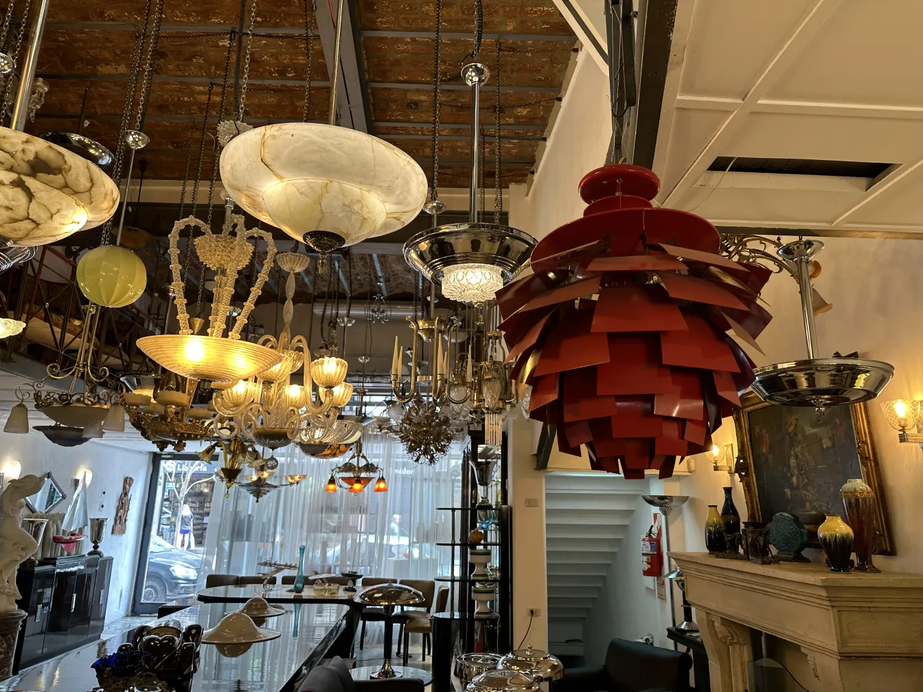 Antique hanging lamp with unique design in an elegant setting