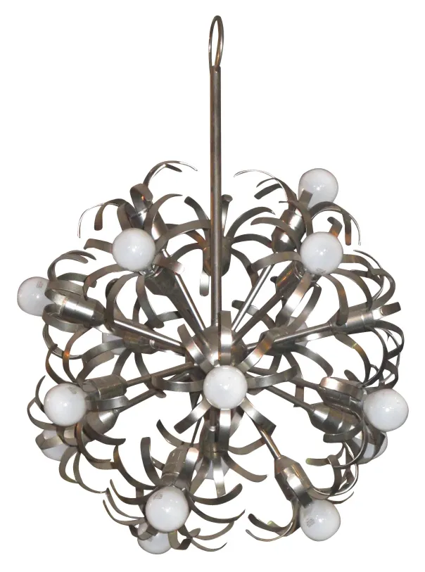 Antique hanging lamp with multiple spherical bulbs.