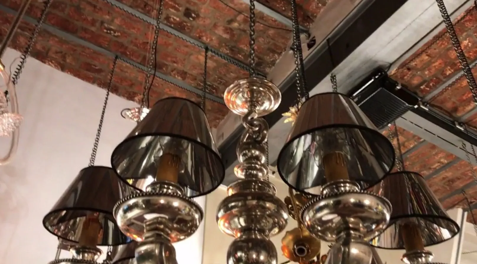 Bright antique hanging lamp with shades, elegant design