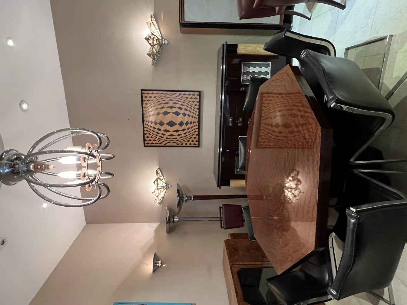 Antique hanging lamp with elegant design in dining room