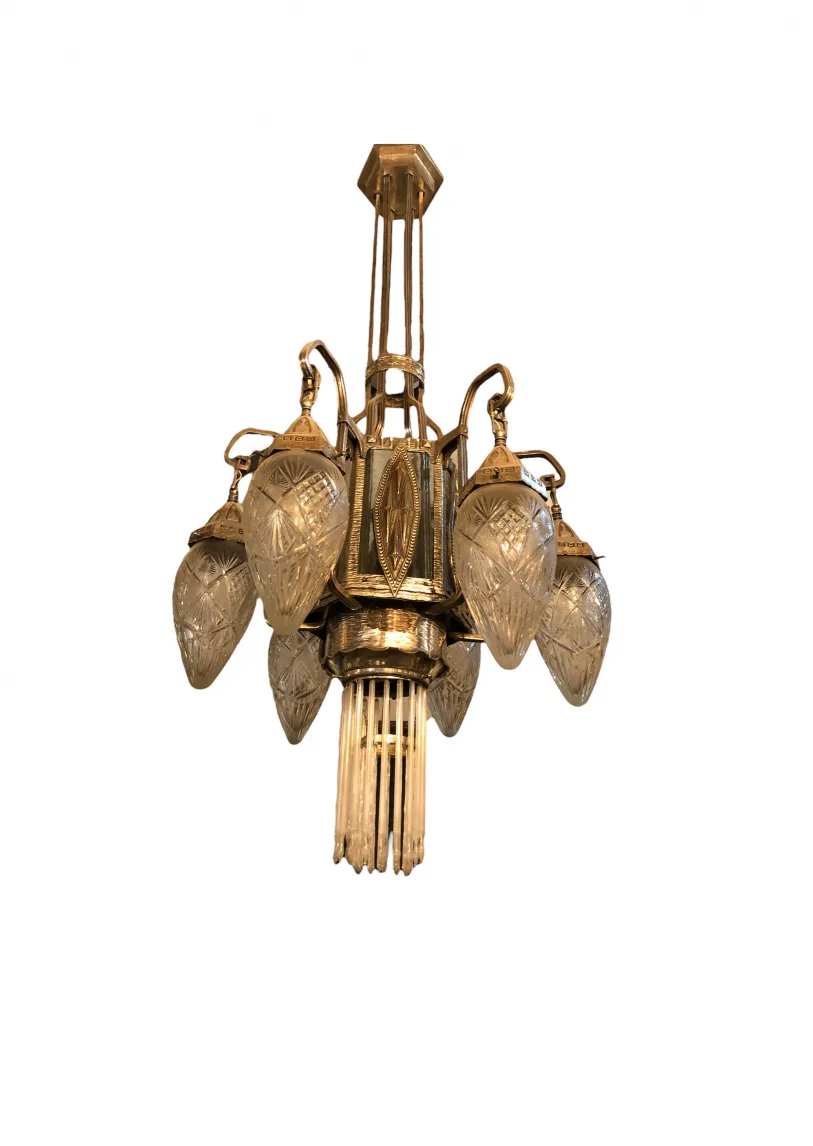 Lampada a sospensione antica in vetro con design elegante.