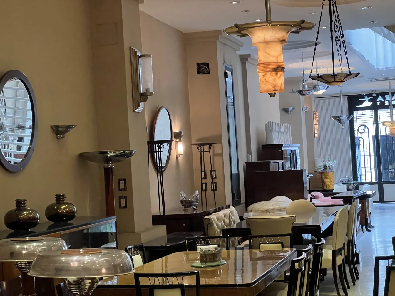 Antique hanging lamp with decorative style in an elegant setting.