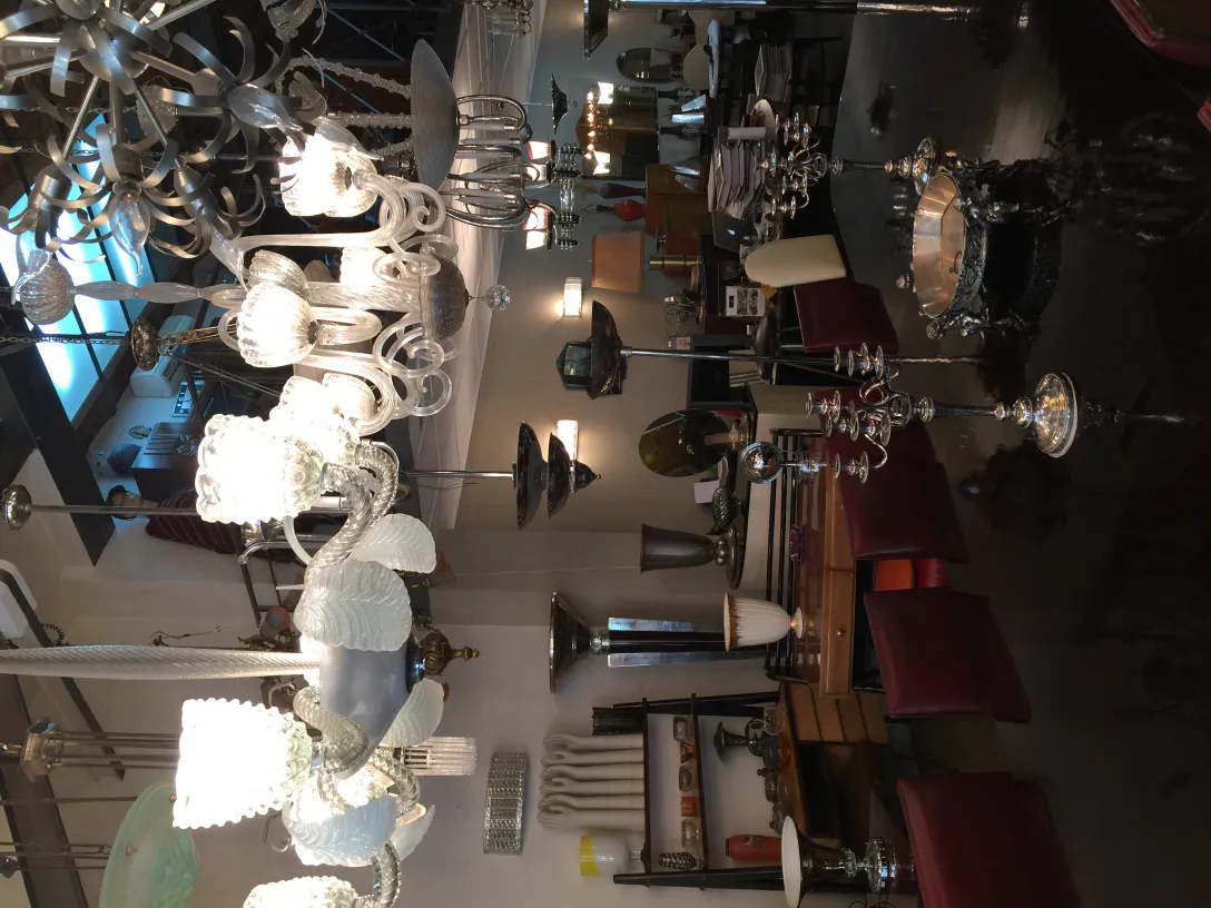 Antique hanging lamp with elegant design and glass shades