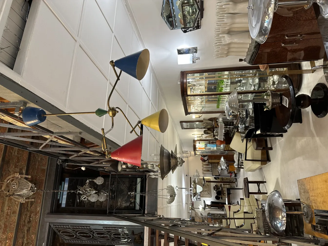 Antique hanging lamp with colorful shades