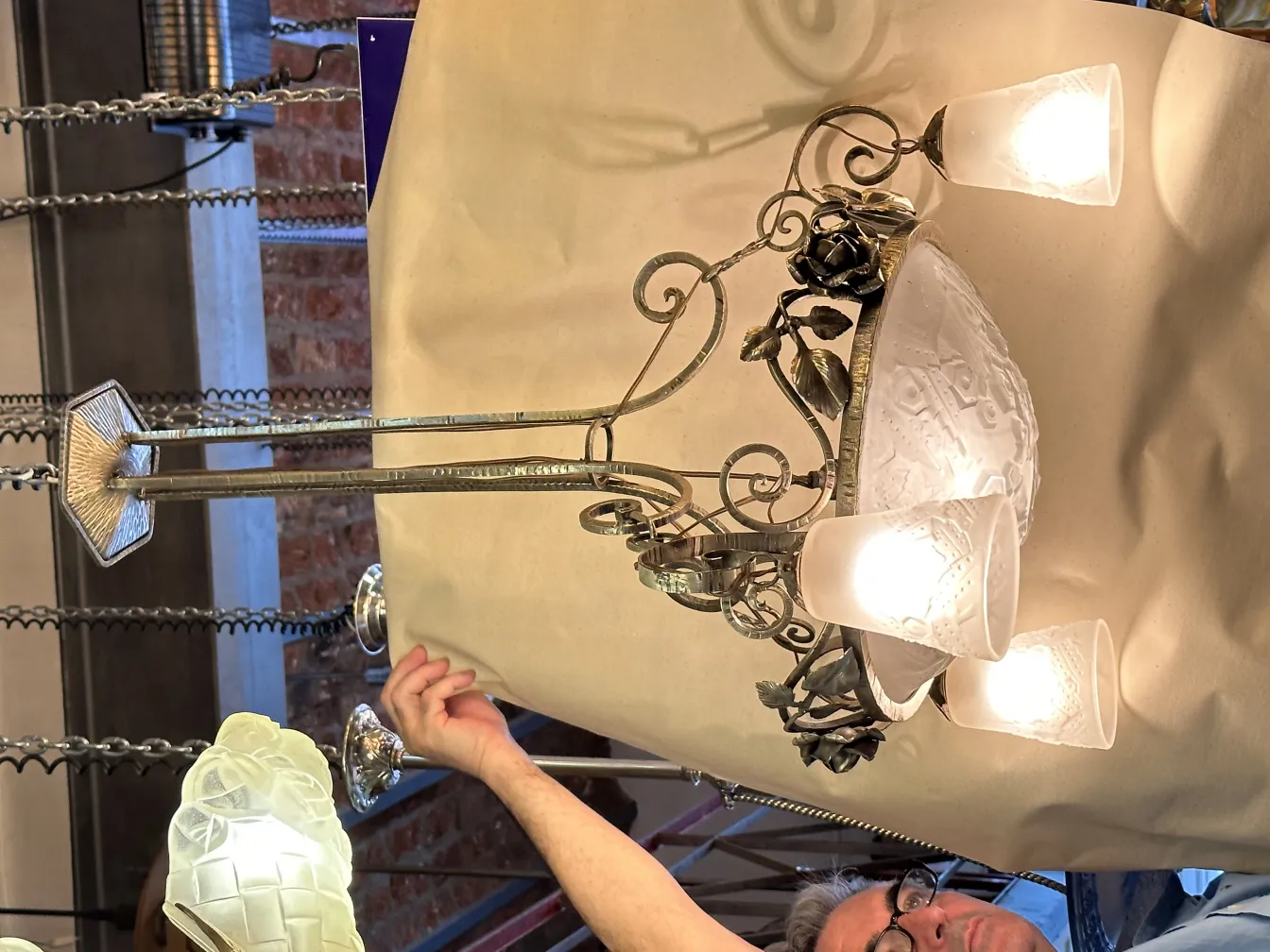 Antique hanging lamp featuring relief details, perfect for decoration.