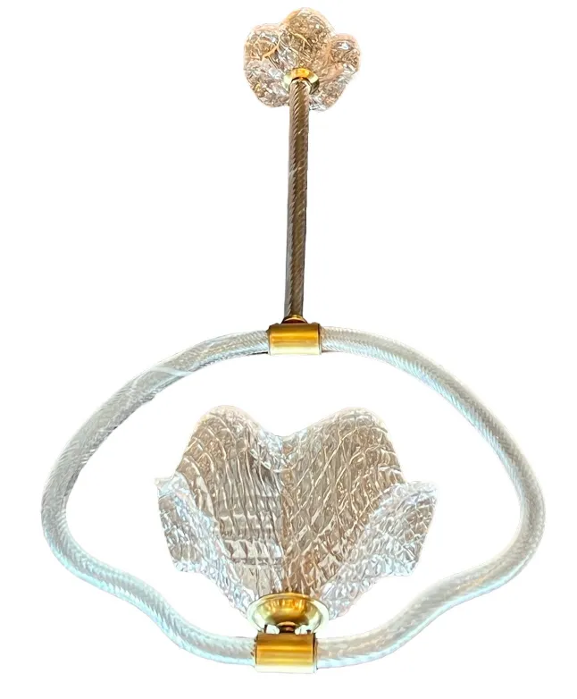 Lustre ancien avec un design unique et élégant. Comprend un petit floron décoratif en haut. Parfait pour ajouter du caractère à n'importe quel espace.