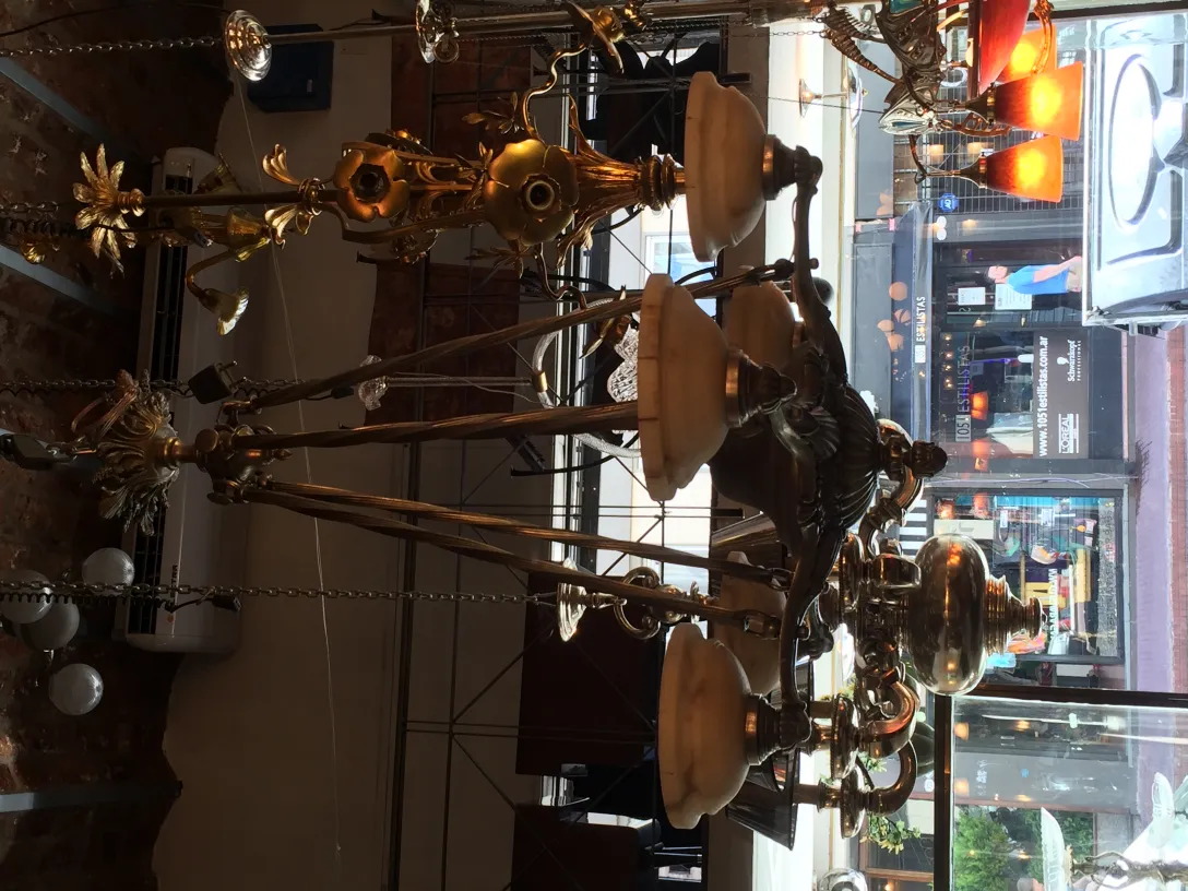 Antique decorative hanging lamp with elegant detailed design. Cozy atmosphere.