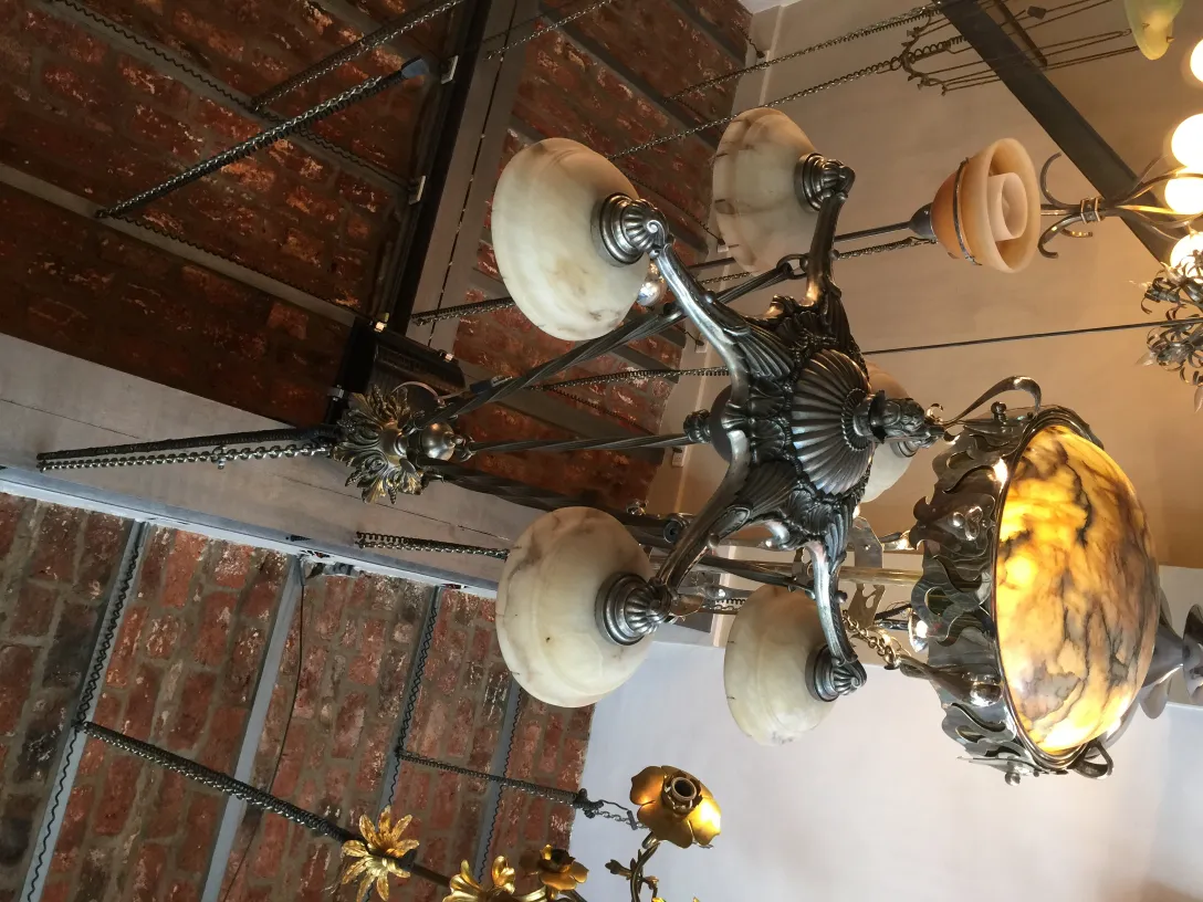 Antique hanging lamp with elegant design and decorative details