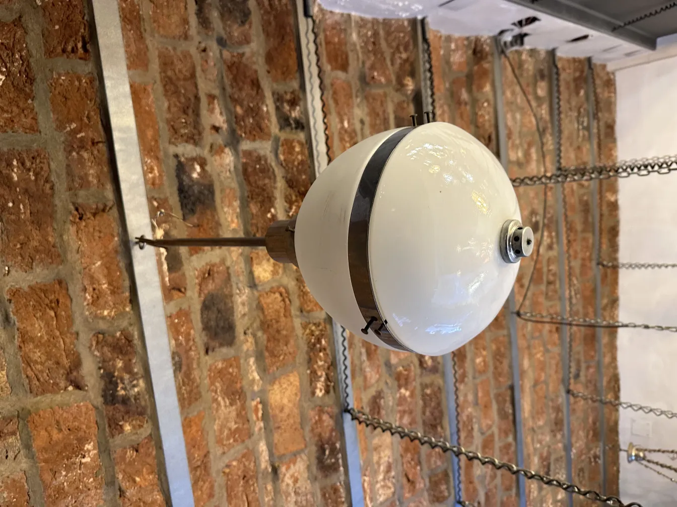 Antique hanging lamp in a rustic setting