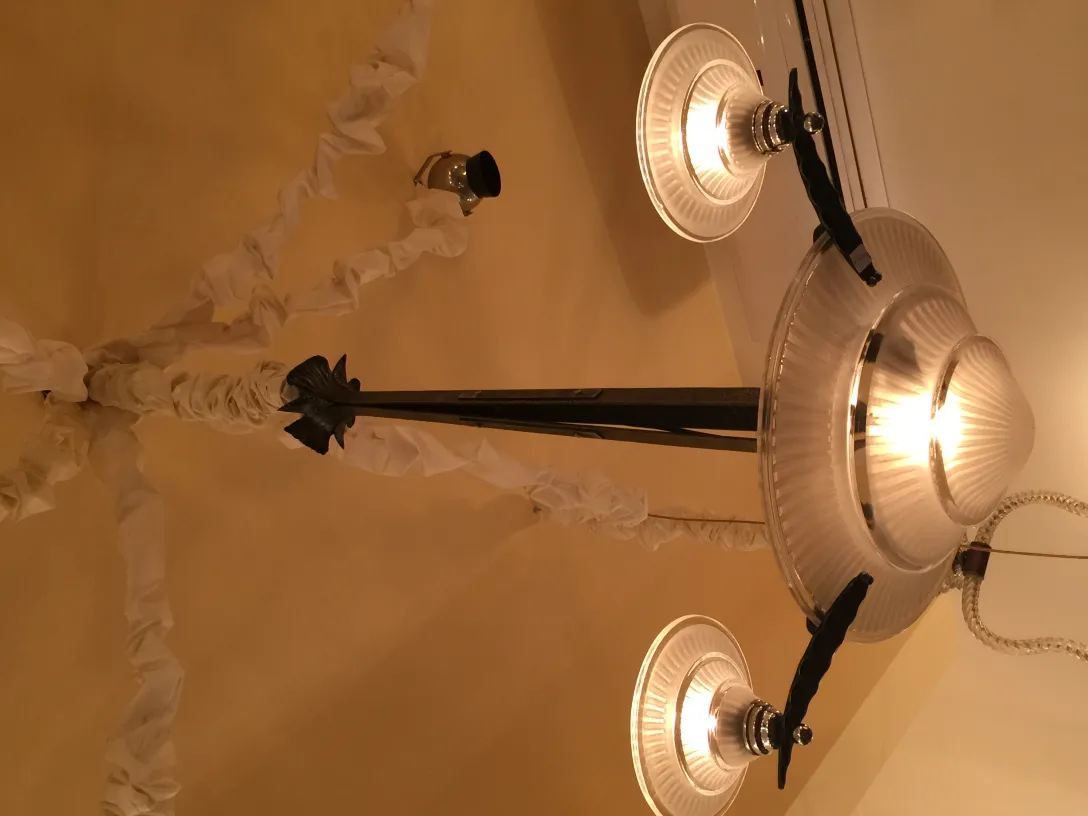 Antique hanging lamp with three bright lights, elegant design