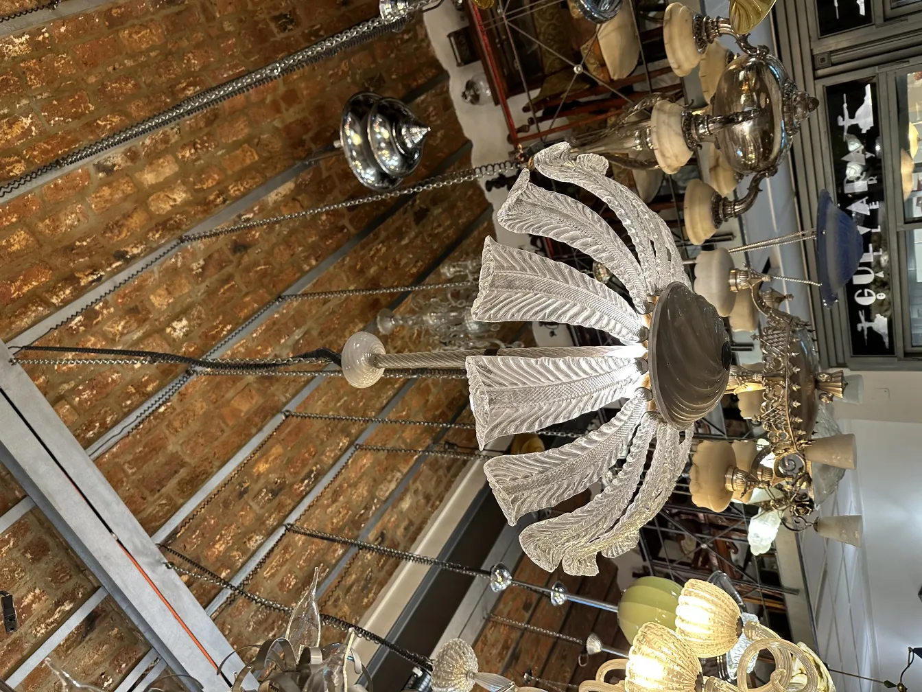 Antique hanging lamp with elegant design and crystal accents