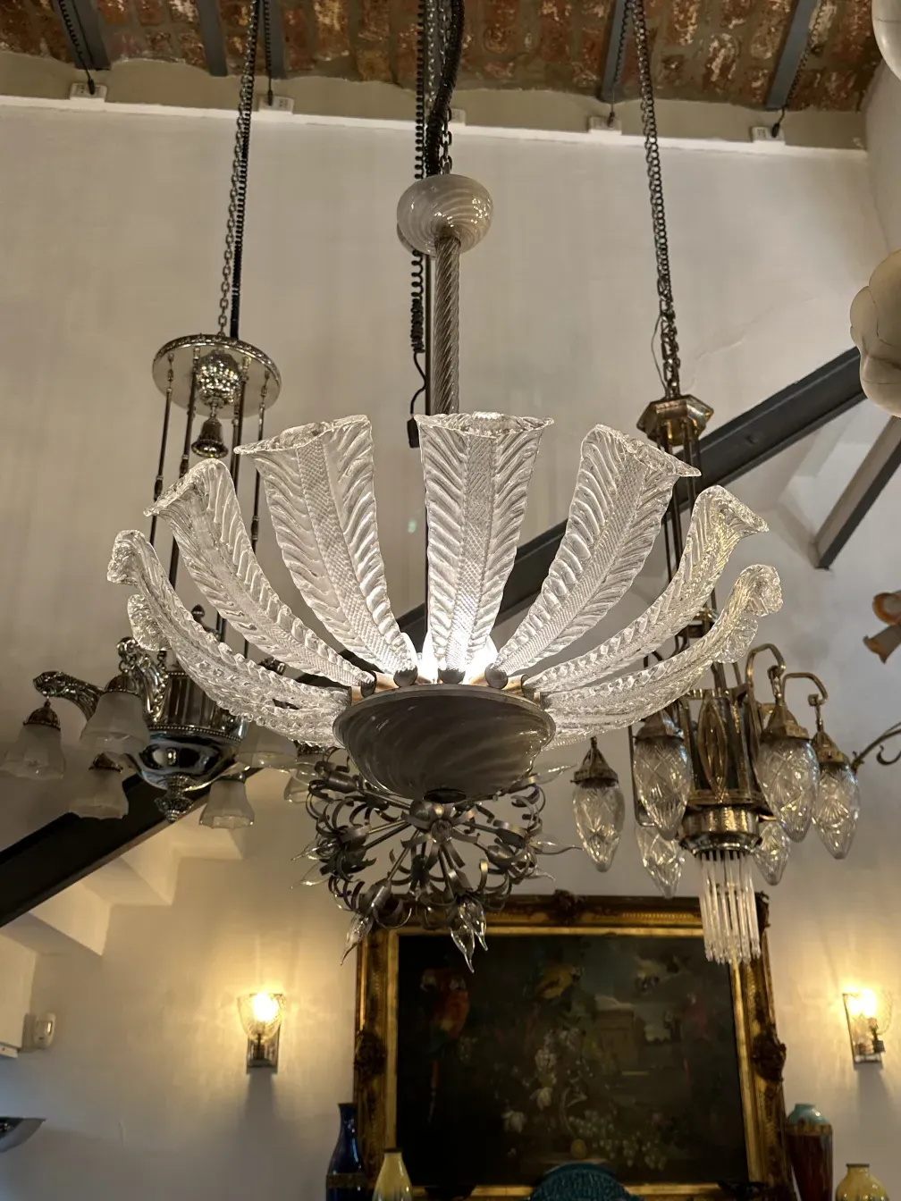 antique hanging lamp with elegant design, bright lighting