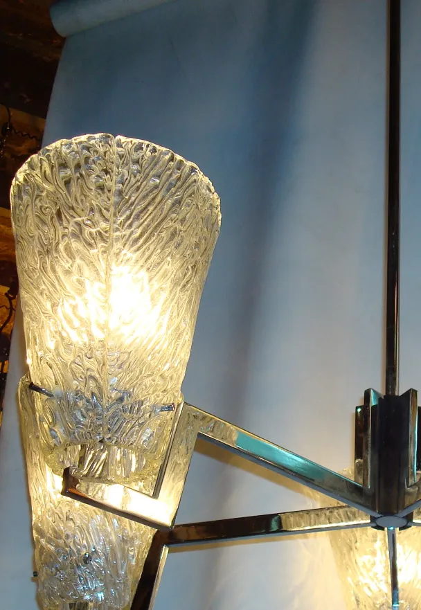 Antike Hängelampe aus Glas mit handwerklichem Design