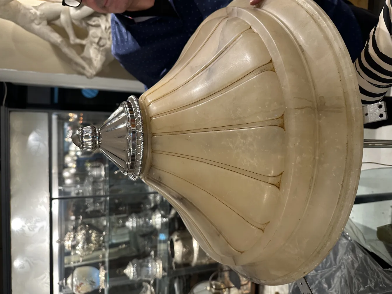 Antique hanging lamp with elegant design and silver details