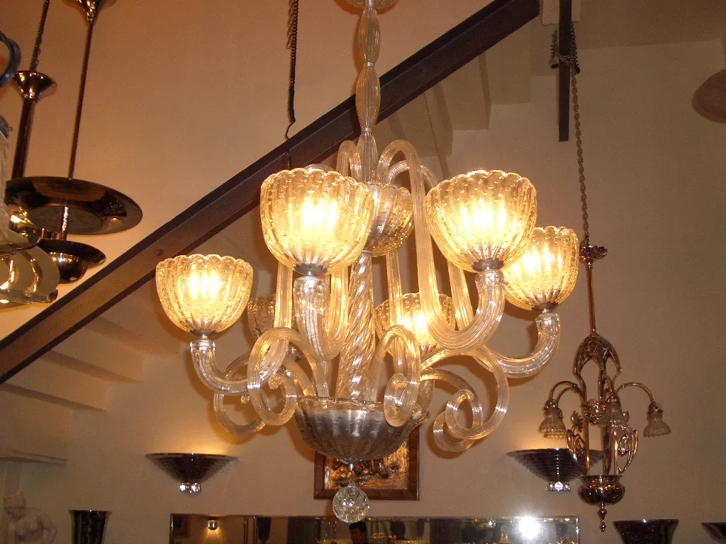 Elegant antique hanging lamp with warm light