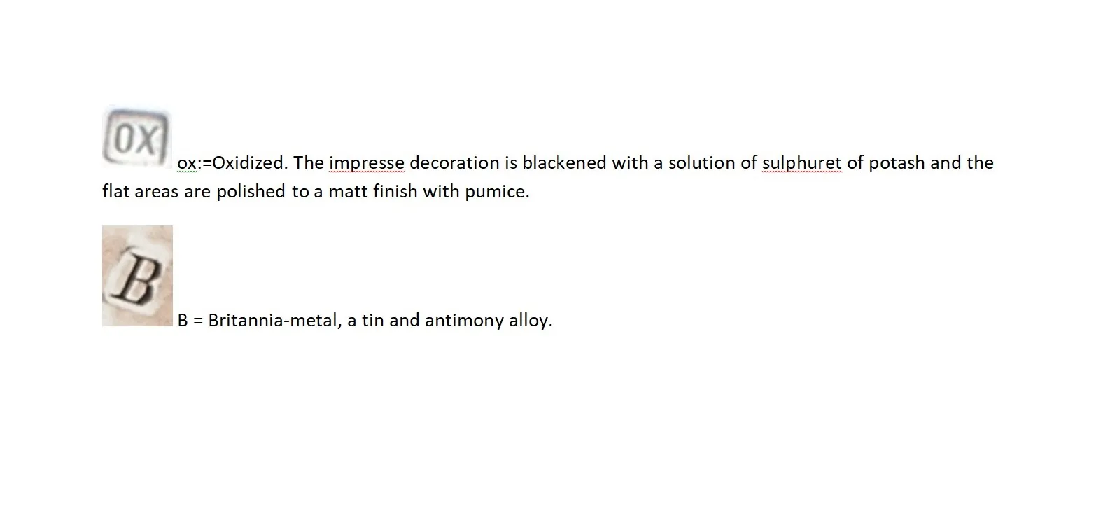 Caja antigua oxidada con decoraciones impresas y pulidas.