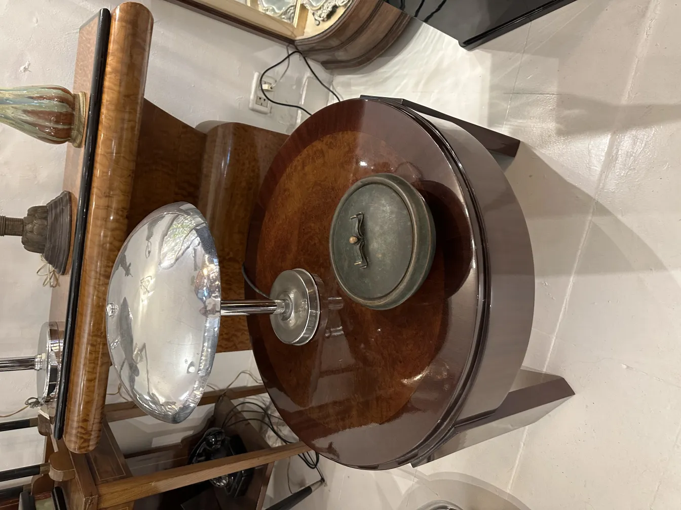 Antique decorative box with a round lid and elegant design.