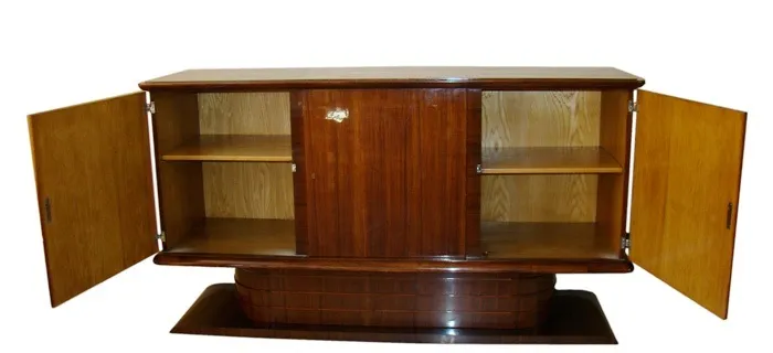 antique sideboard with open shelves and doors