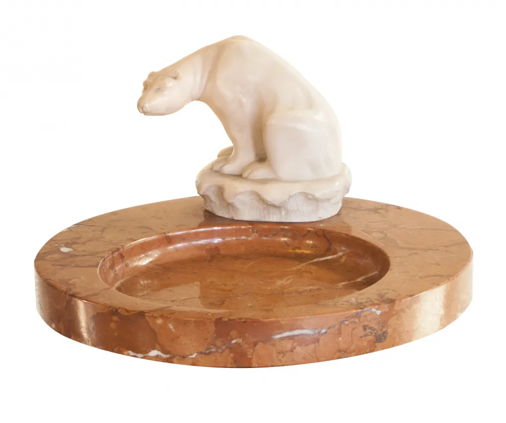 Cendrier sur pied avec figure d'ours, style classique, décoration subtile