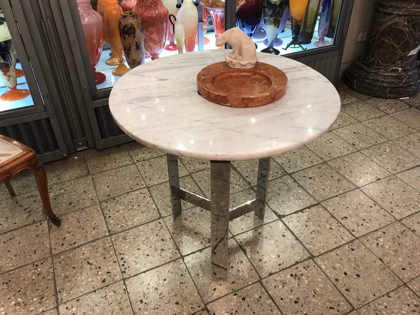 Antique standing ashtray with a decorative background of antiques