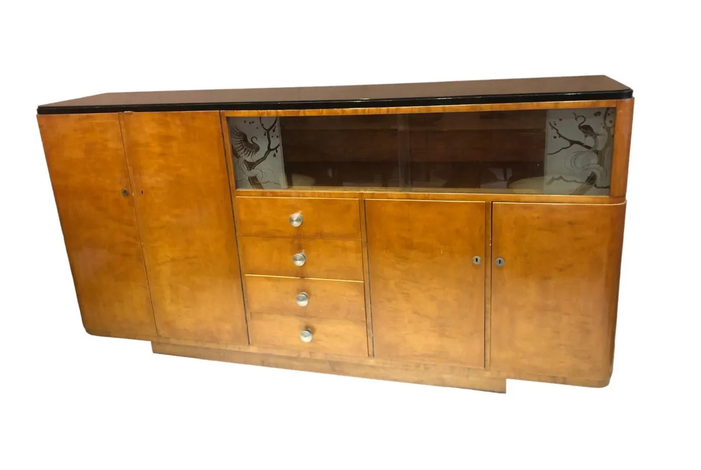 Antique bookcase with shelves and elegant design, perfect for storage