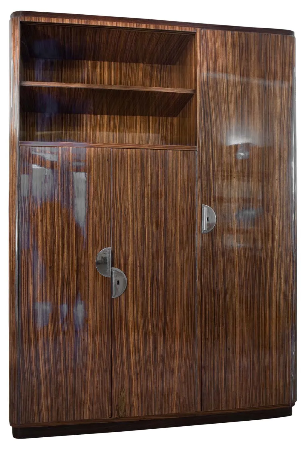 antique bookcase with elegant design details and doors