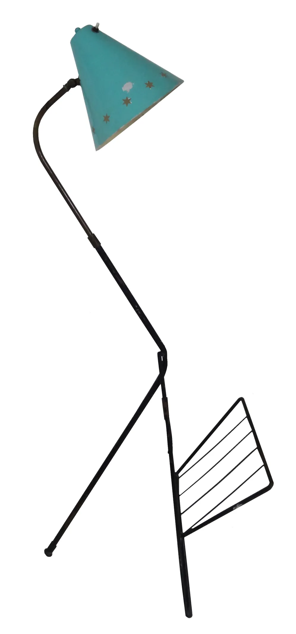 Antique floor lamp in blue with a unique support