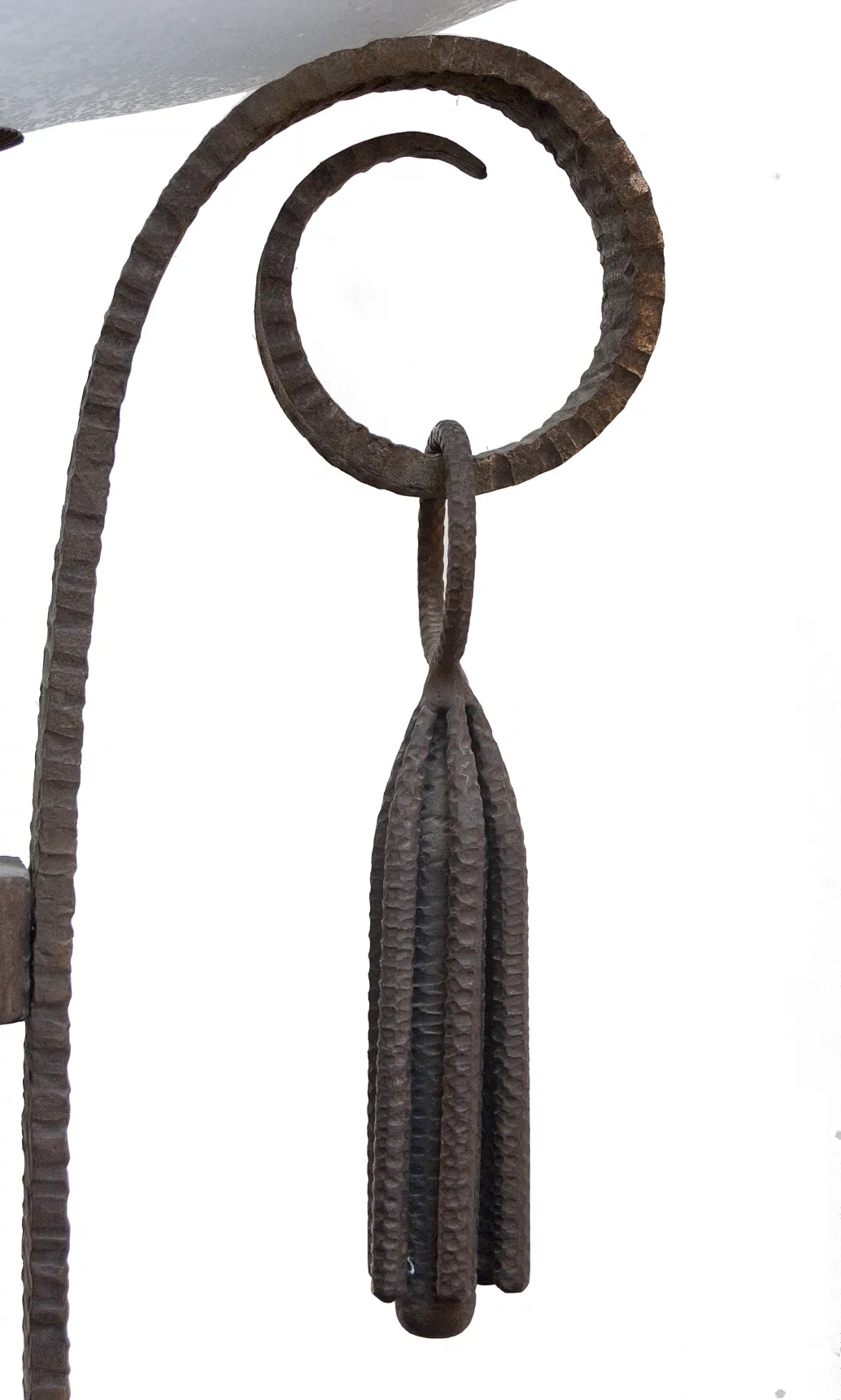 Antique floor lamp with handcrafted details, cozy atmosphere.