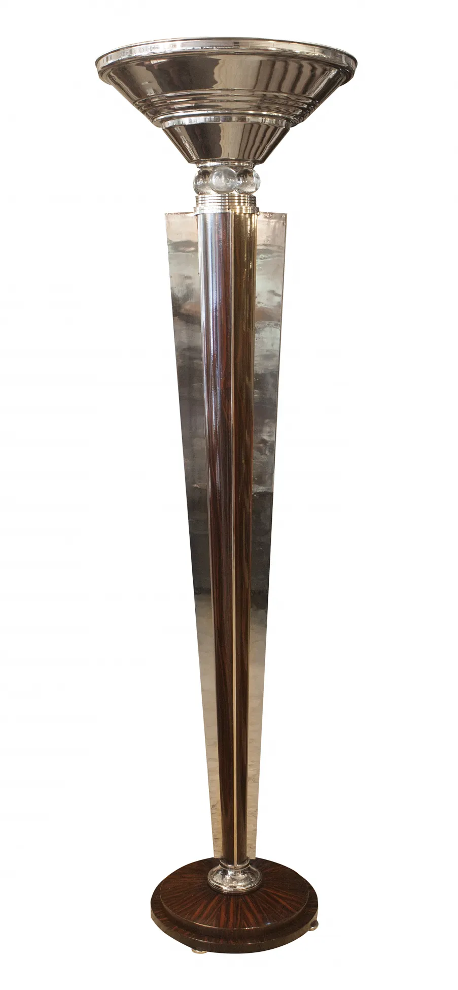 Set of 2 elegant antique floor lamps shining in a classic setting.