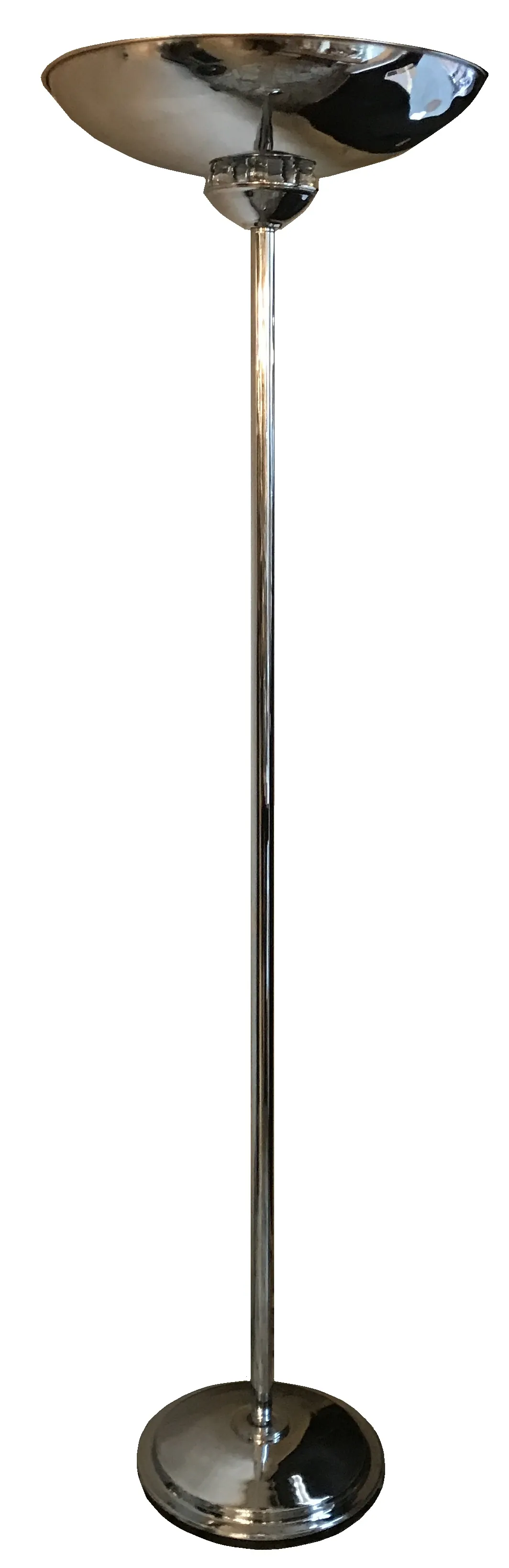 Set of 2 antique floor lamps, sleek design, metallic shine.
