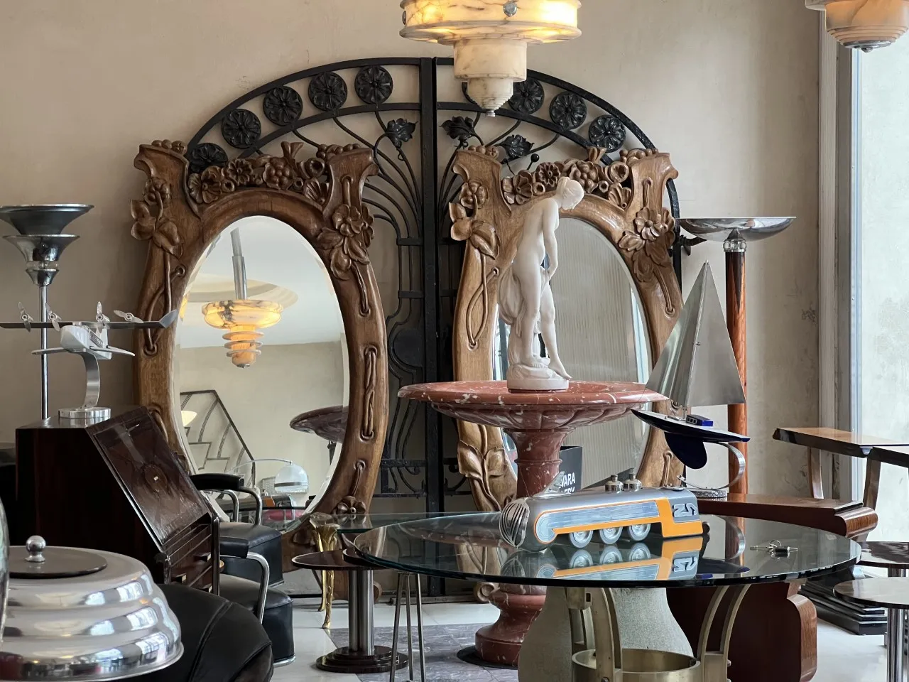 set of 2 antique floor lamps, decorative, in an elegant setting