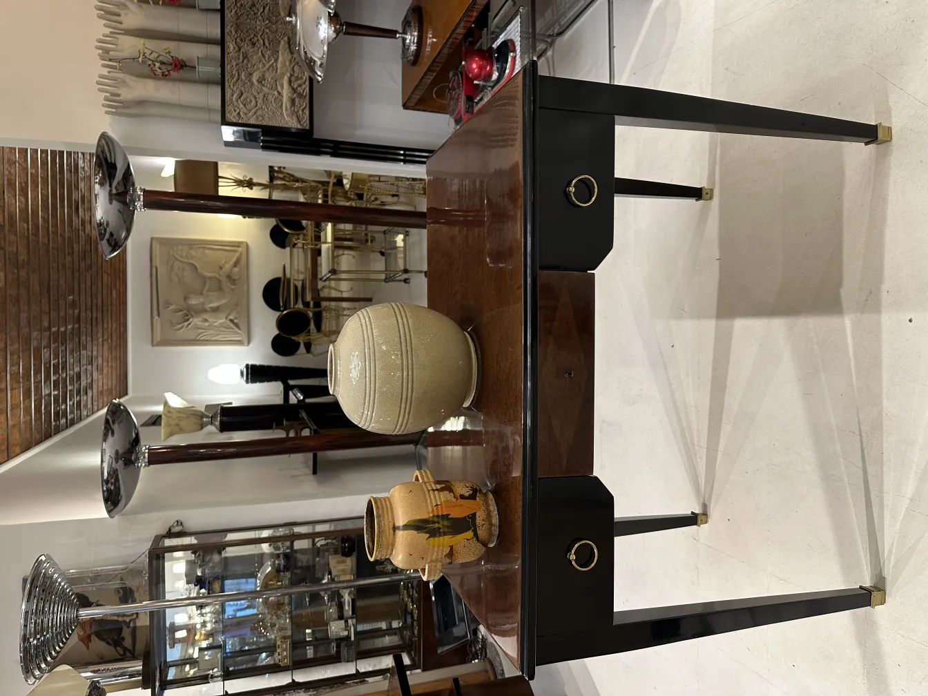 two antique floor lamps with elegant classic design in a cozy setting