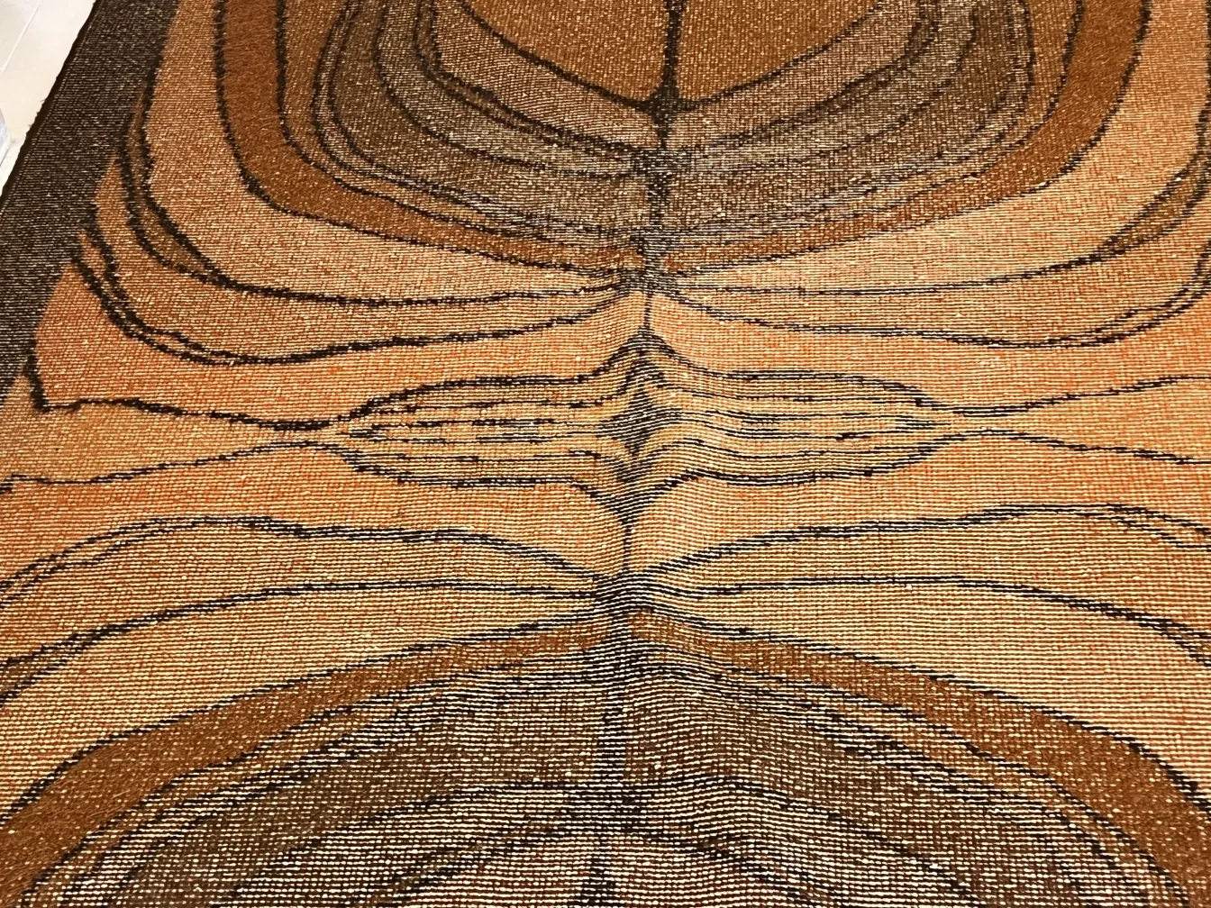 tapis ancien aux douces teintes brunes et lignes