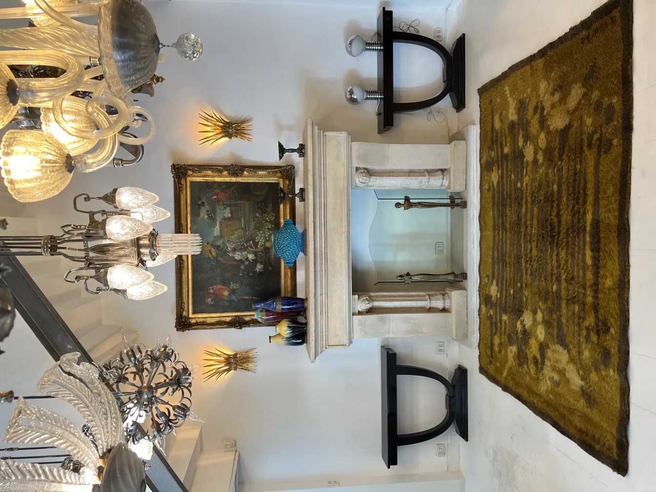 antique carpet with unique design in an elegant setting