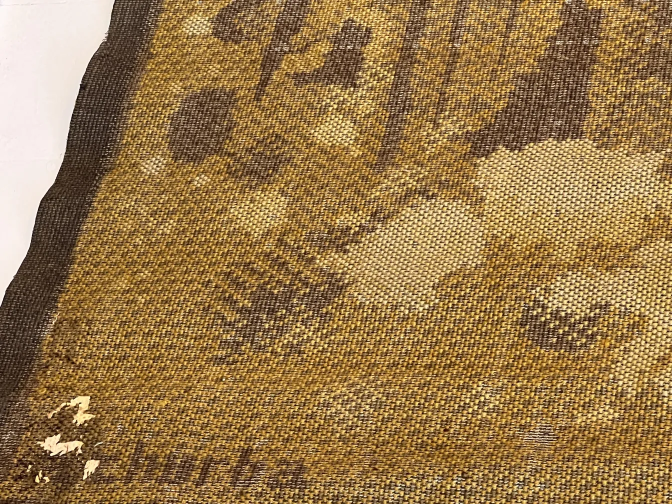 Antiker Teppich mit auffälligen Designs in Brauntönen