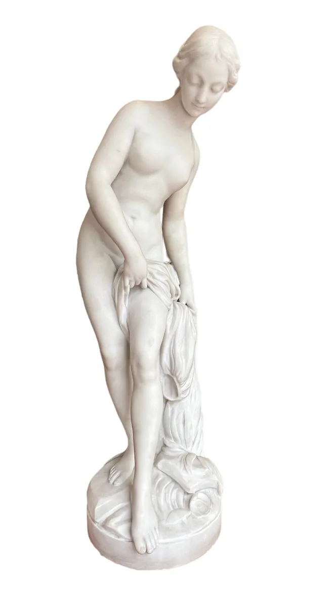 antique decorative fountain in Art Nouveau style, featuring a female figure