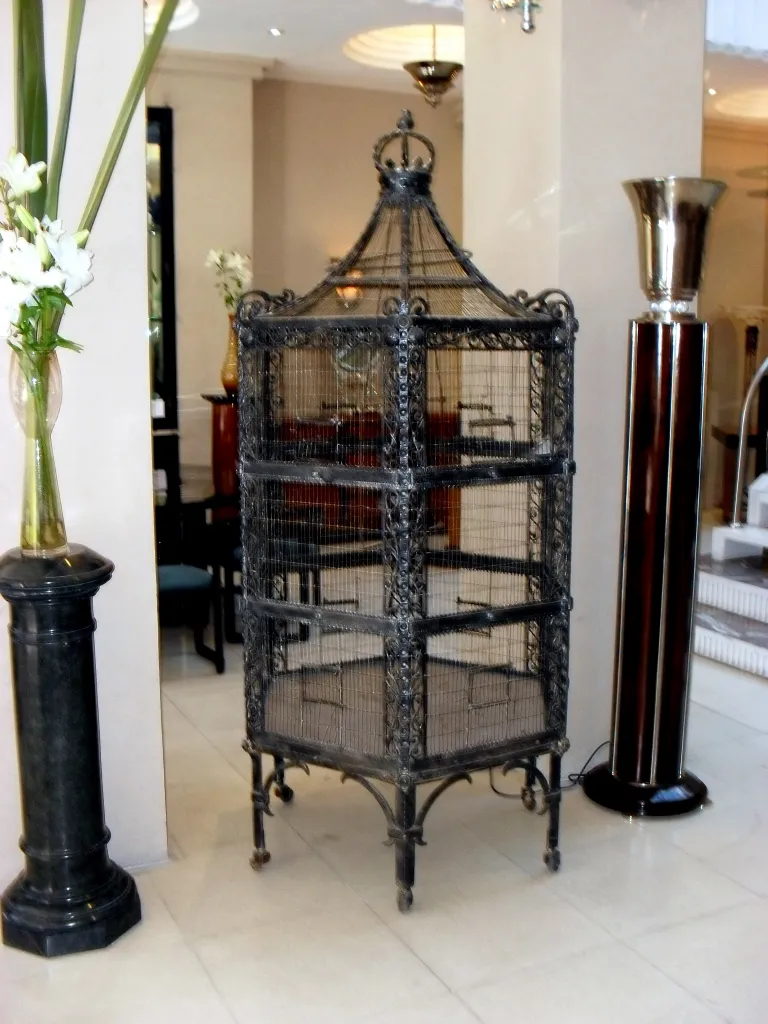 decorative antique cage in an elegant room