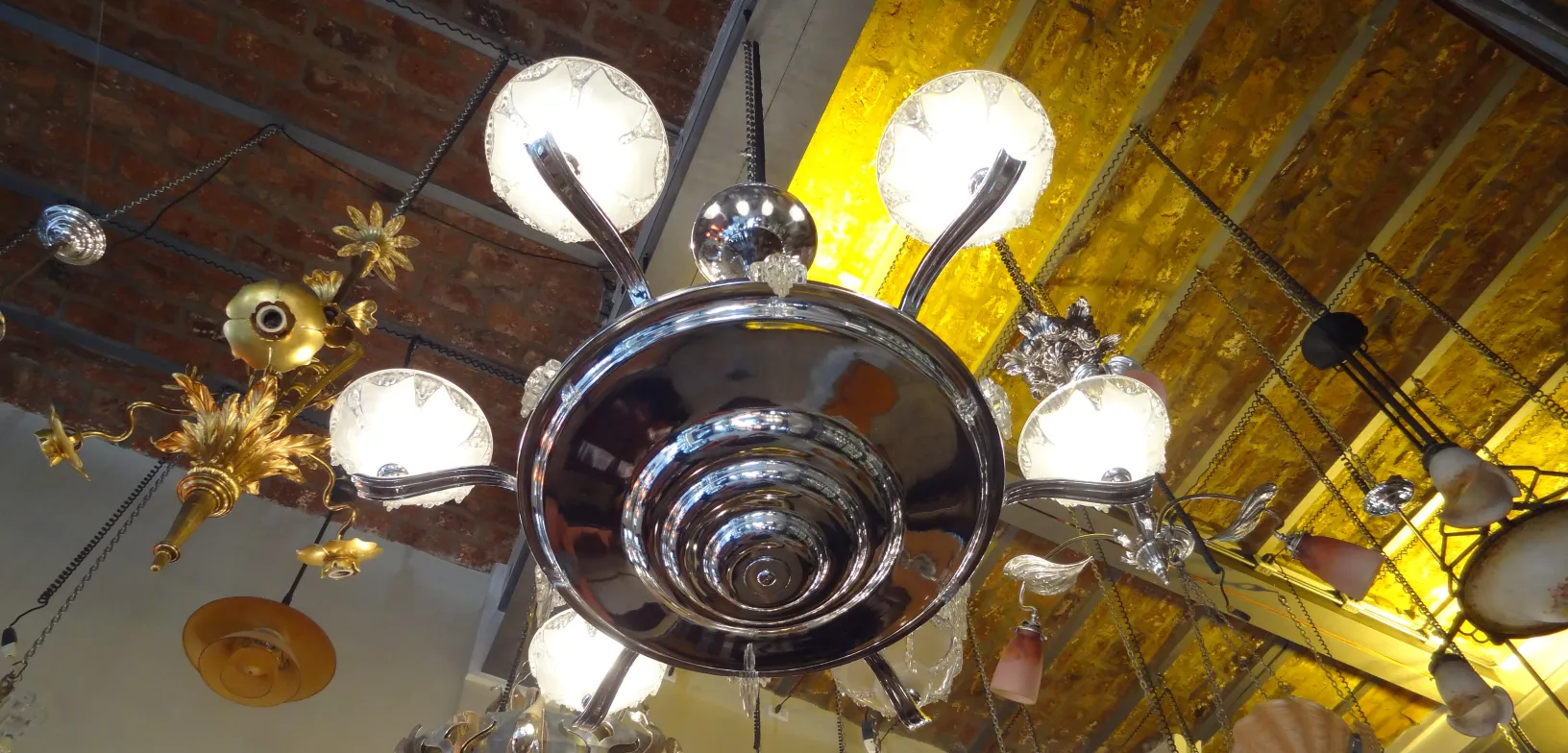 Antique hanging lamps with elegant design and gold details