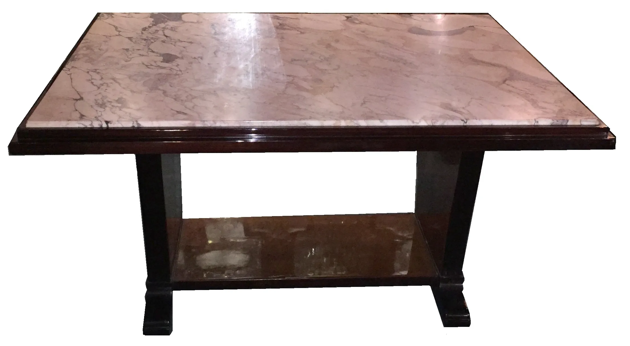 Antique dining table for 6 people featuring an elegant design.