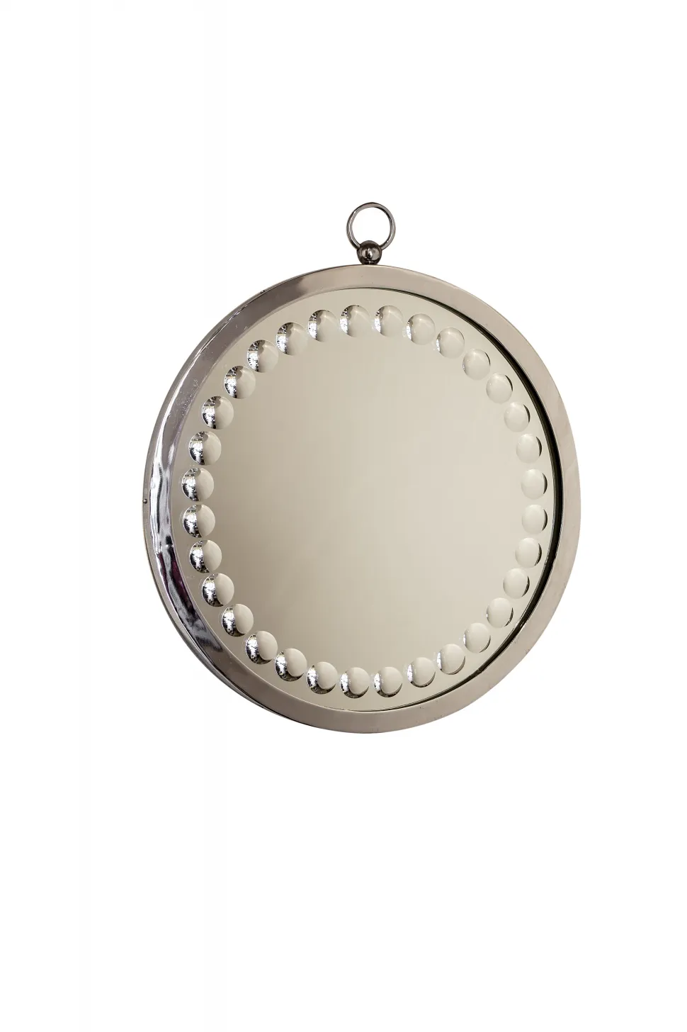 specchio rotondo antico con bordi decorativi