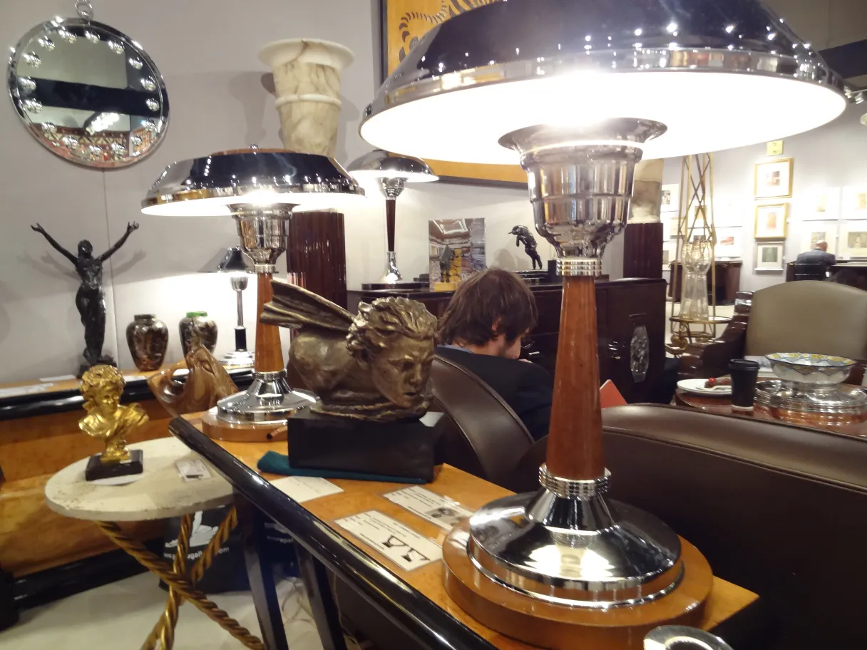 Antique mirror with decorative frame in a shop