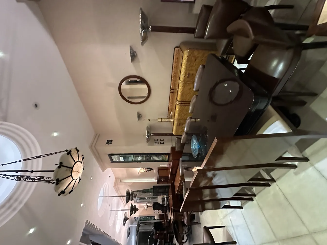 antique mirror with decorative frame in stylish room